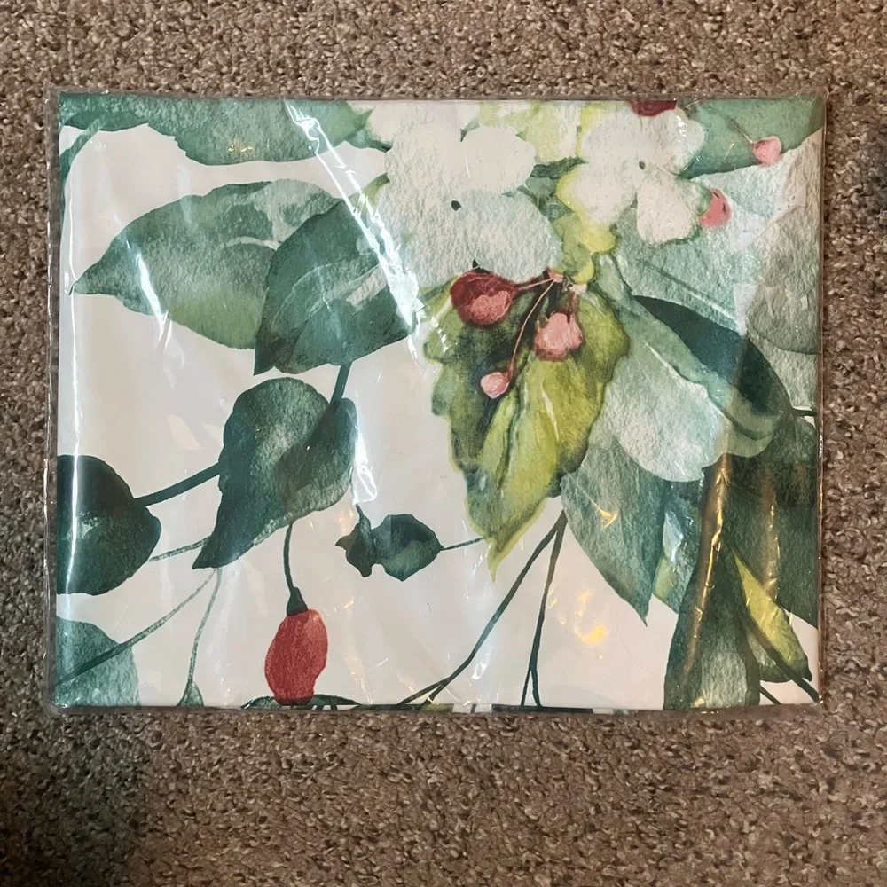 Amazon Green and Red Floral Vinyl Shower Curtain